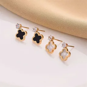 18K Gold Exquisite Four-leaf Clover Earrings