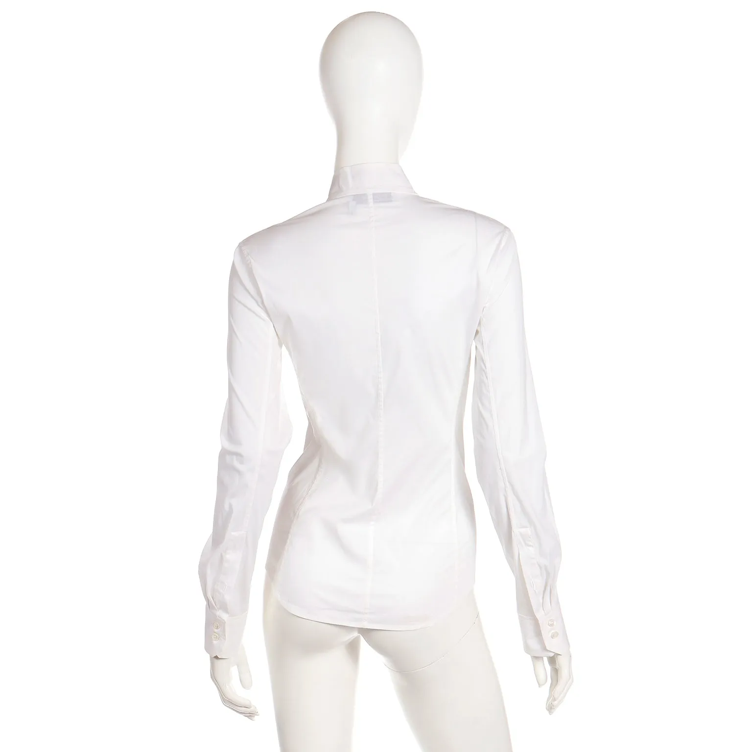 2004 Yves Saint Laurent by Tom Ford White Blouse w/ Faux Corset Detail