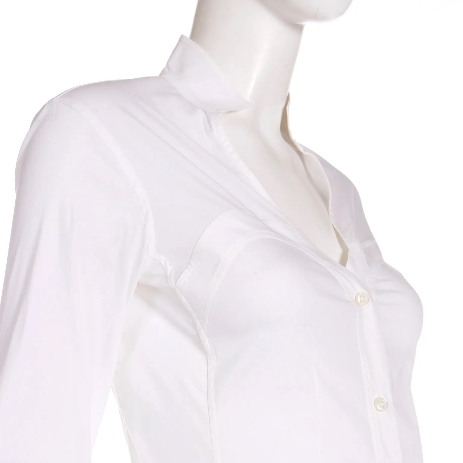 2004 Yves Saint Laurent by Tom Ford White Blouse w/ Faux Corset Detail