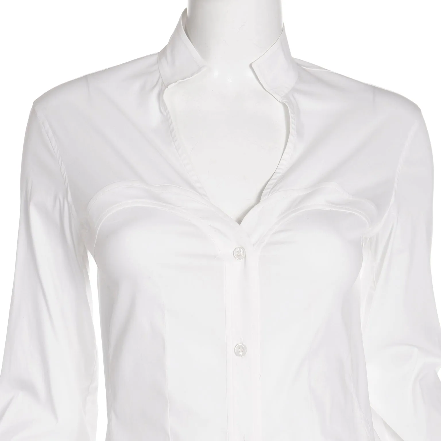 2004 Yves Saint Laurent by Tom Ford White Blouse w/ Faux Corset Detail