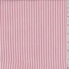 4 YD PC-White/Pale Red Stripe Rayon Challis Fabric