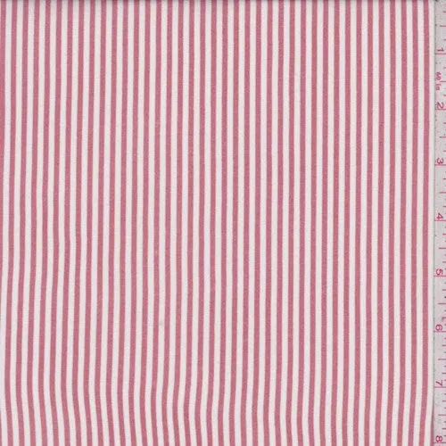 4 YD PC-White/Pale Red Stripe Rayon Challis Fabric