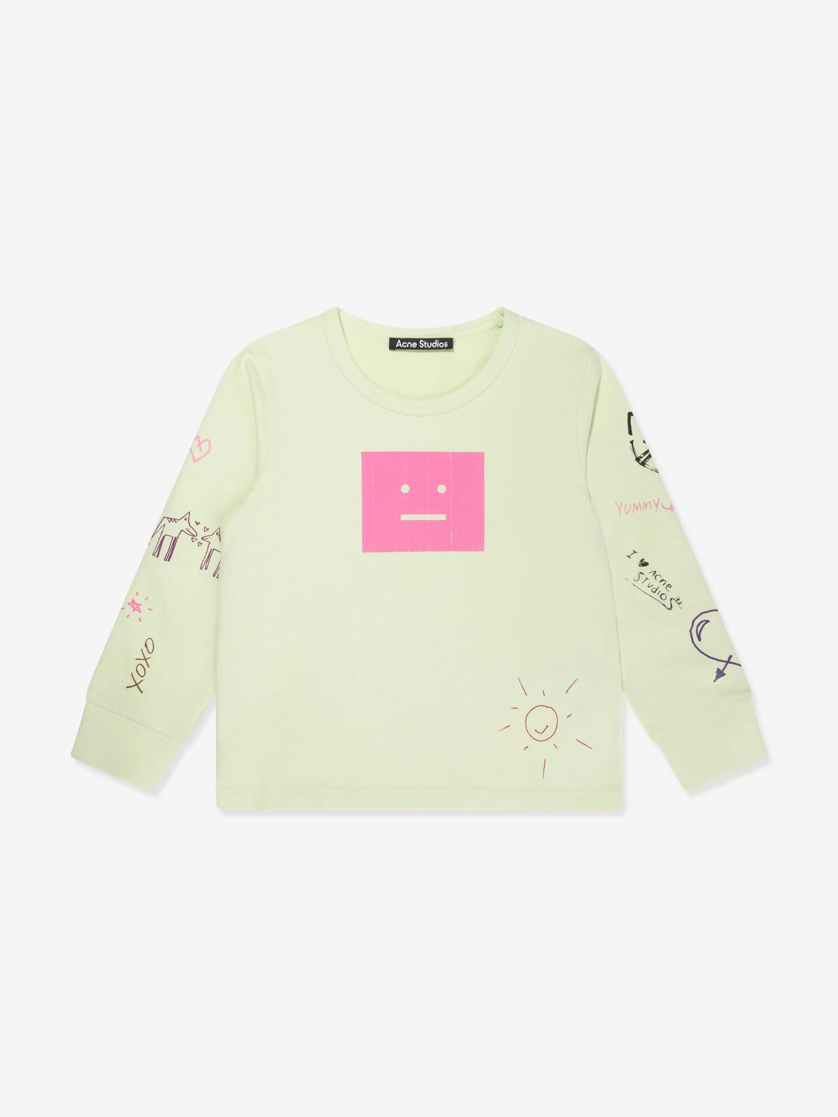 Acne Studios Kids Mini Nash Scribble T-Shirt in Green