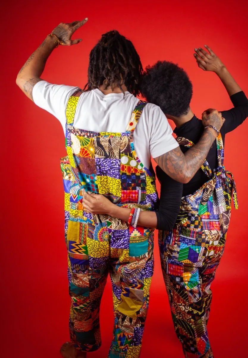 African Dungarees In Unique Patchwork