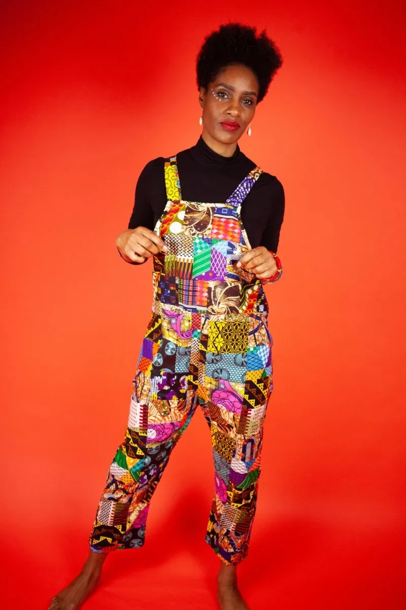 African Dungarees In Unique Patchwork