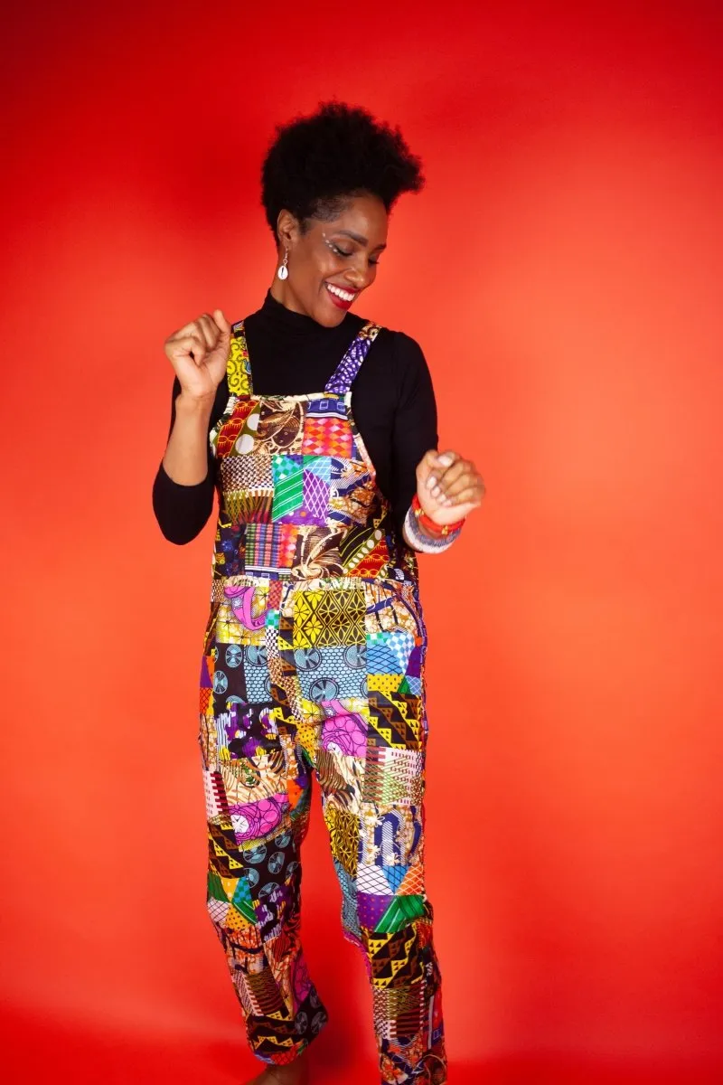 African Dungarees In Unique Patchwork