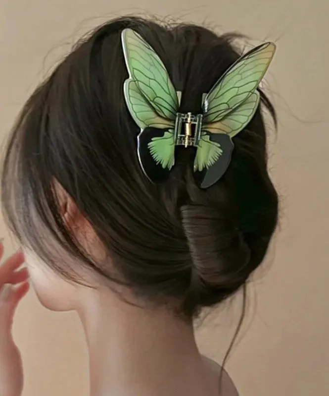 Beautiful Light Green Alloy Butterfly Hairpin QD026