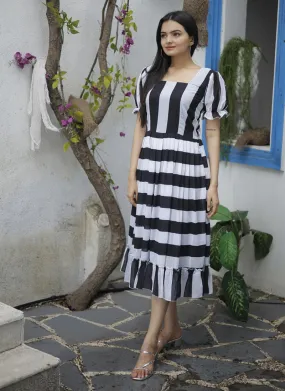 Black And White Georgette Kurti with Digital Print