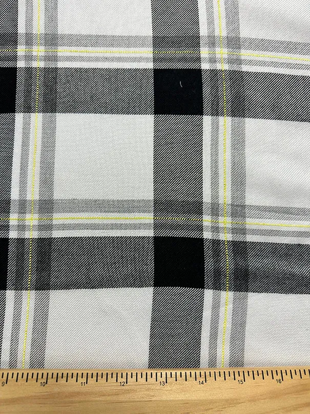 Black Multi Woven Plaid Rayon Shirting Fabric