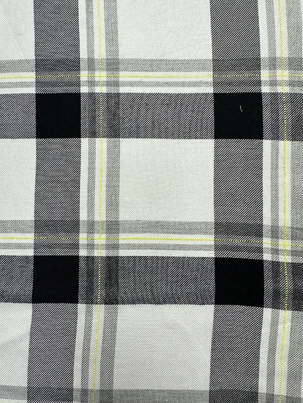 Black Multi Woven Plaid Rayon Shirting Fabric