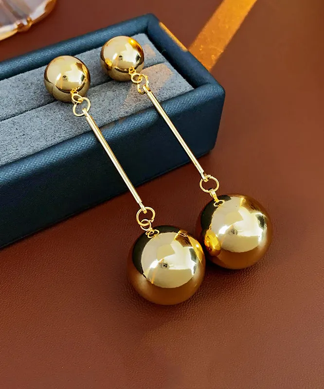 Brief Gold Copper Ball Tassel Drop Earrings ZZ056