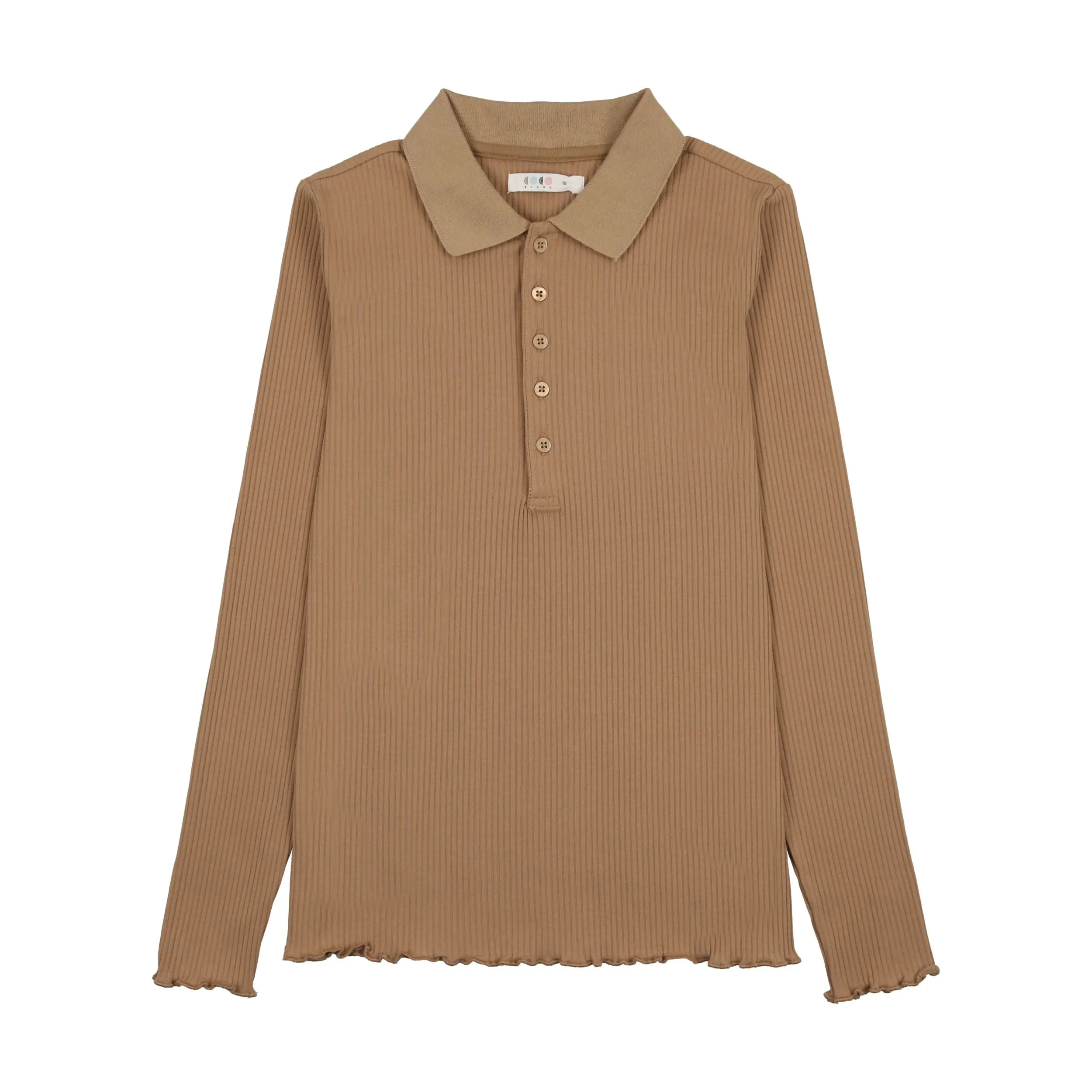 CCB Camel Ribbed Collar Top