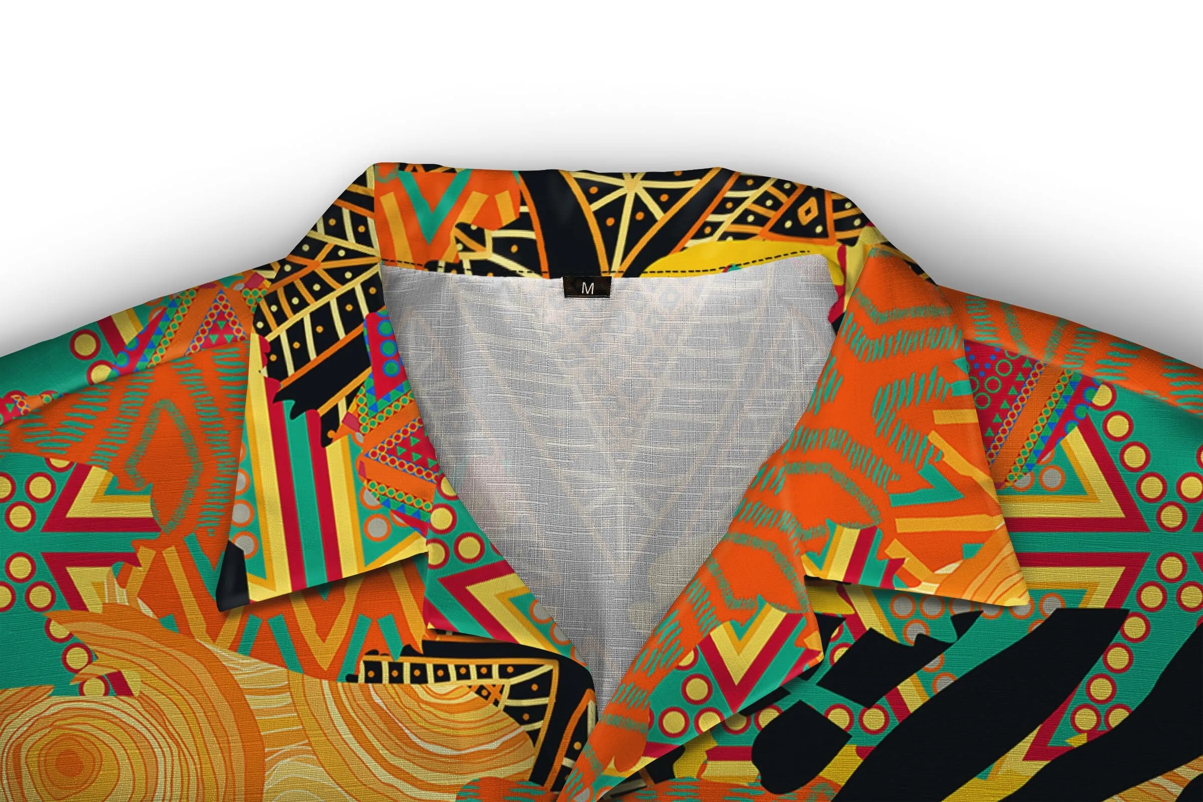 Colored African Patchwork Linen Hawaiian Shirt