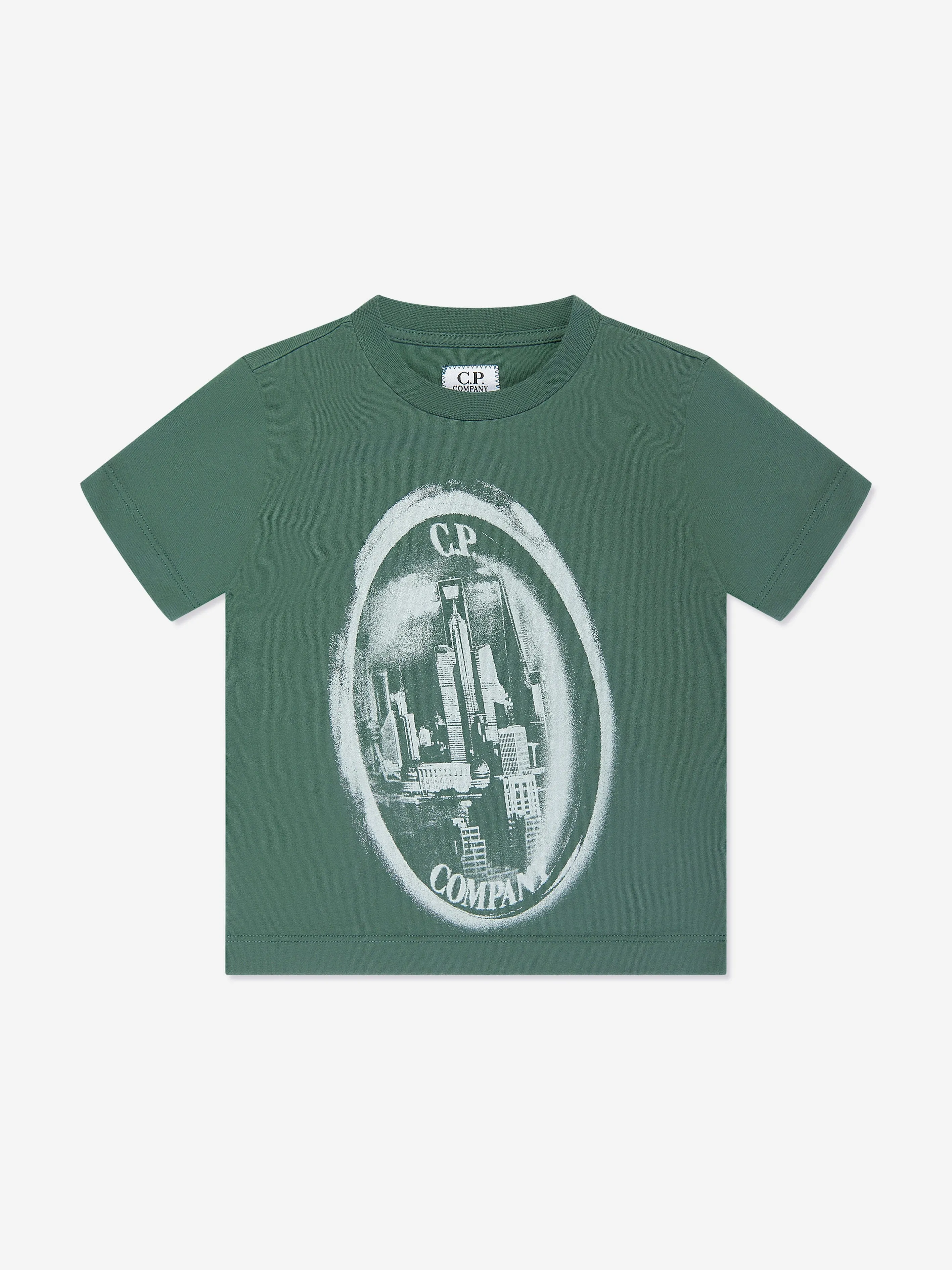 C.P. Company Boys Graphic Print T-Shirt in Green