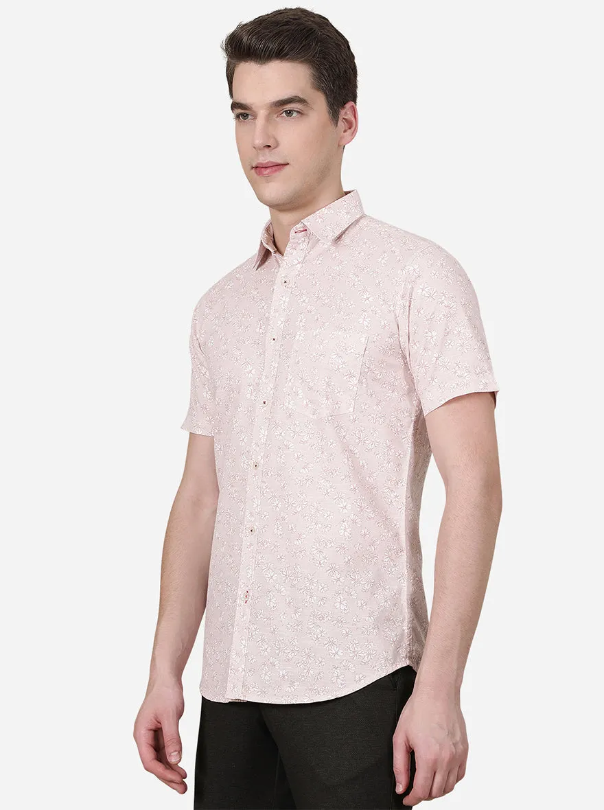 Credle Pink Printed Slim Fit Semi Casual Shirt | JadeBlue