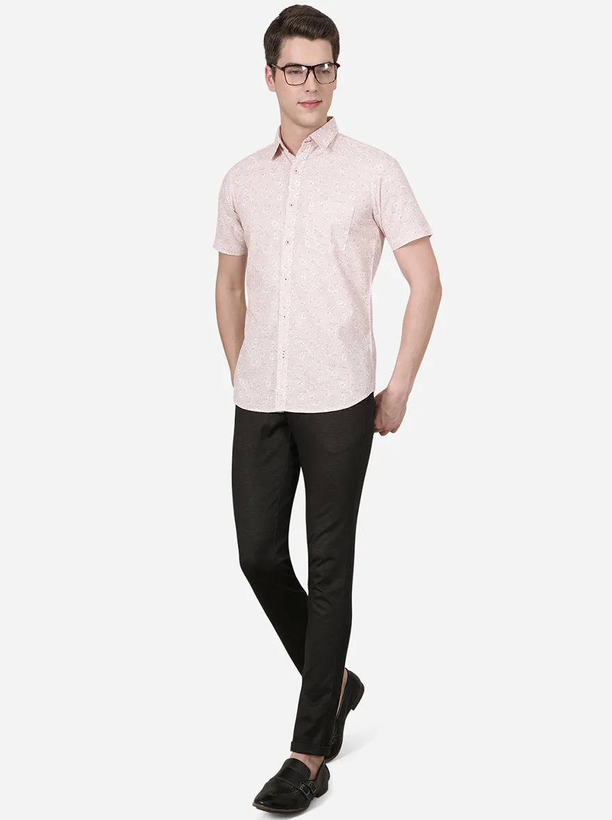 Credle Pink Printed Slim Fit Semi Casual Shirt | JadeBlue