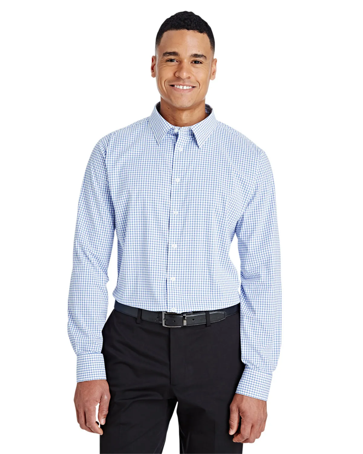 Crownlux Performance Mens Micro Windowpane Woven Shirt