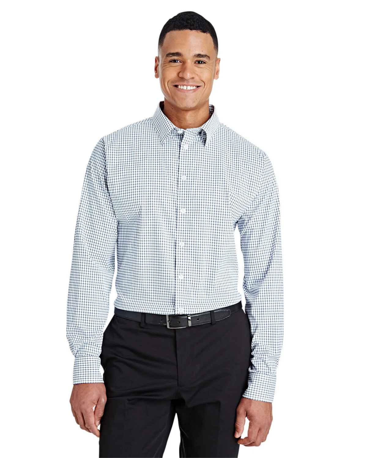 Crownlux Performance Mens Micro Windowpane Woven Shirt