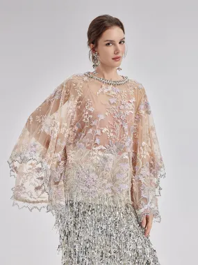 Custom Beaded Embroidered Cape Top