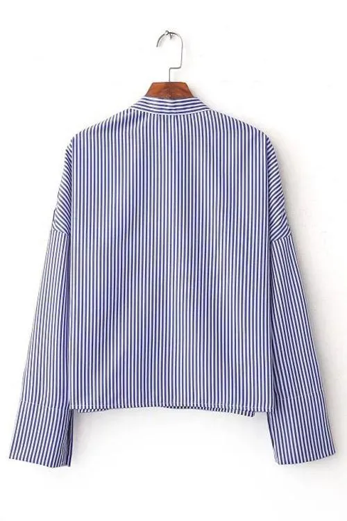 Custom Stripe Long Sleeve Blouses