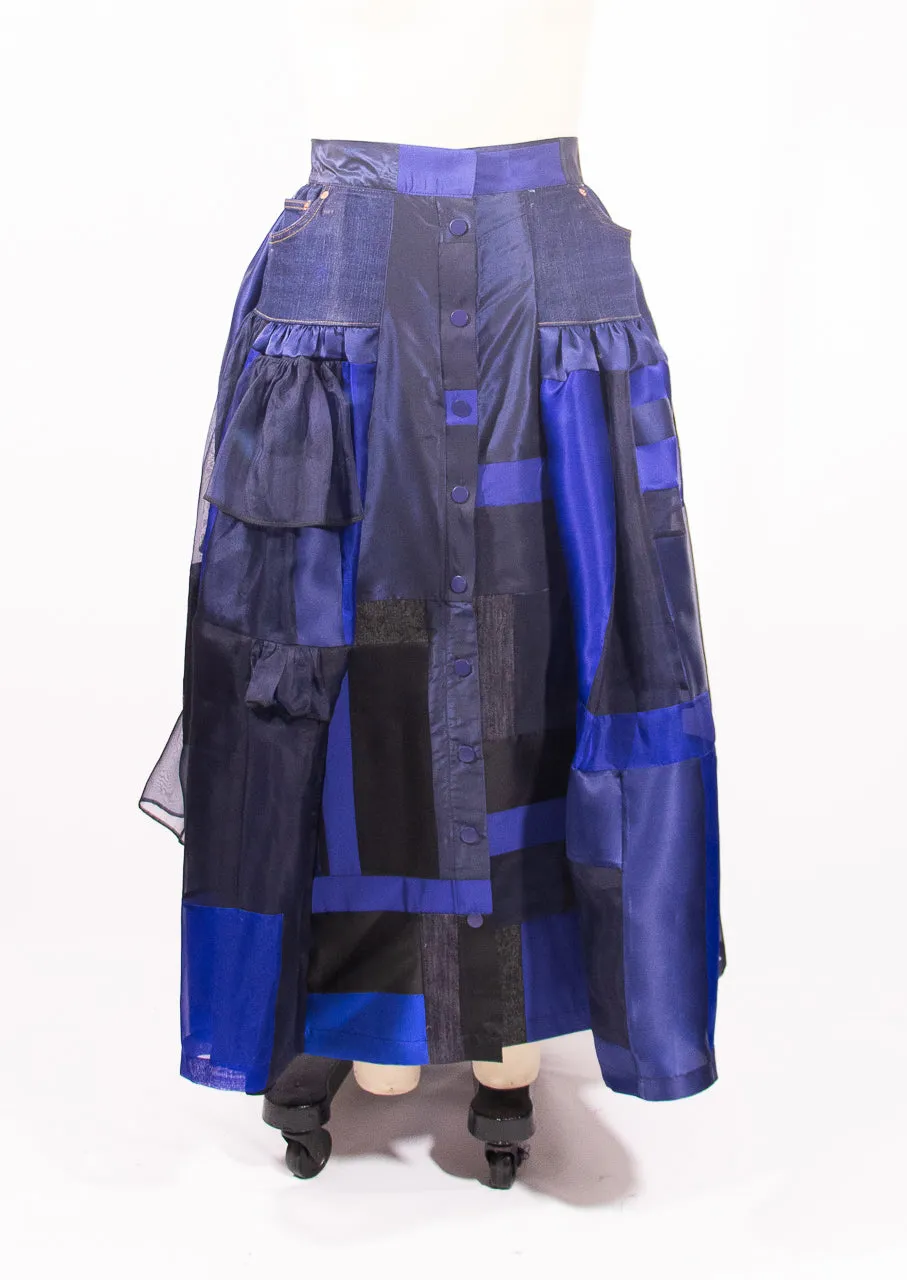 Denim and Silk Organza Skirt