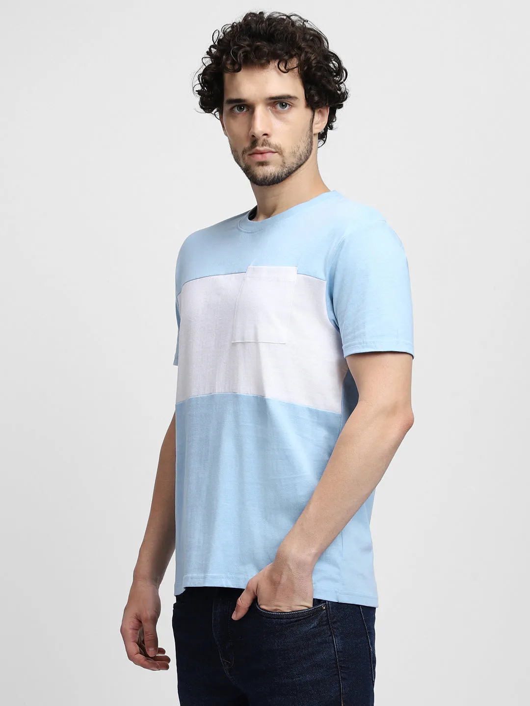 Dennis Lingo Colourblocked Slim Fit Pure Cotton T-shirt