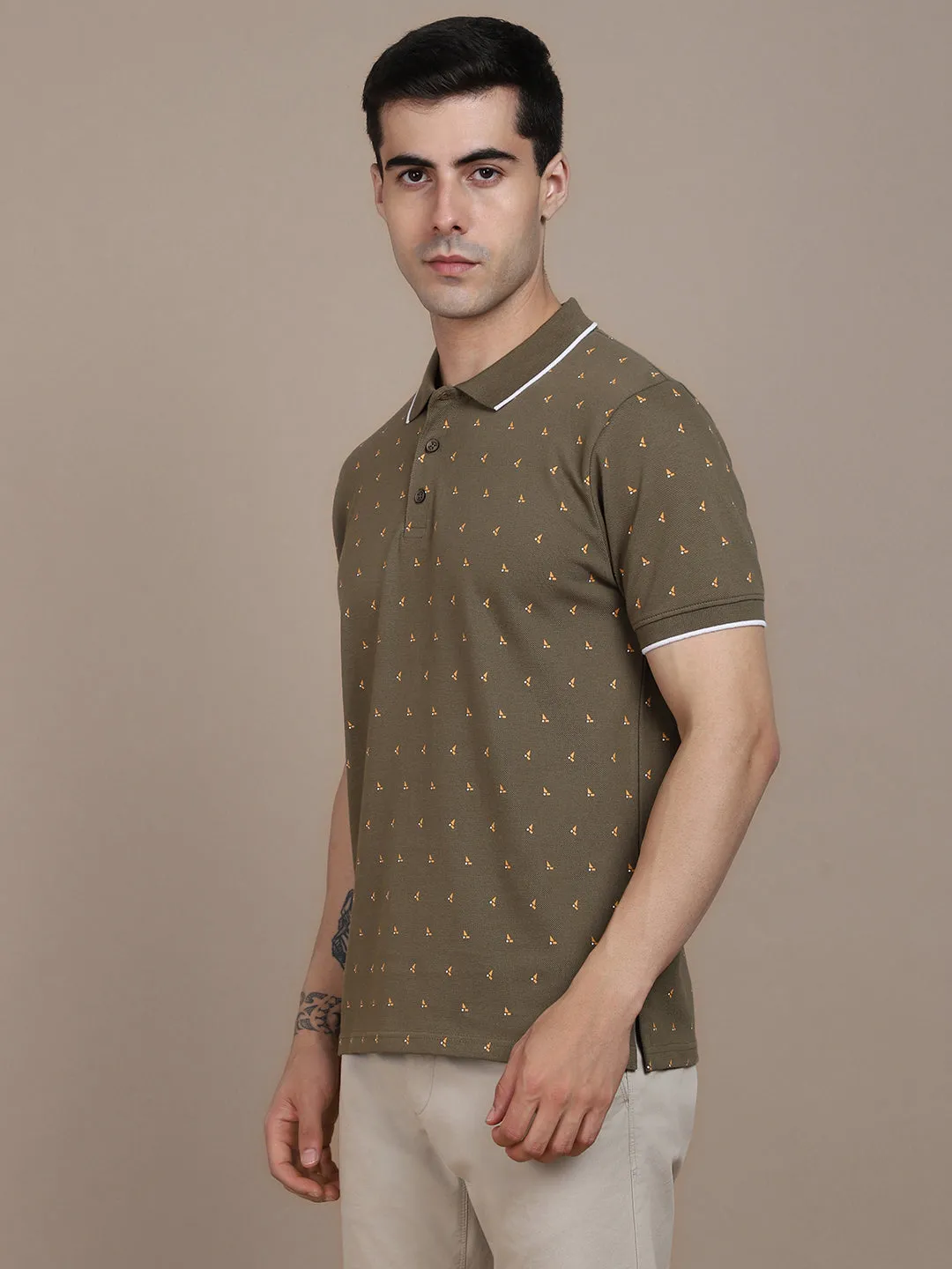 Dennis Lingo Geometric Printed Polo Collar T-shirt