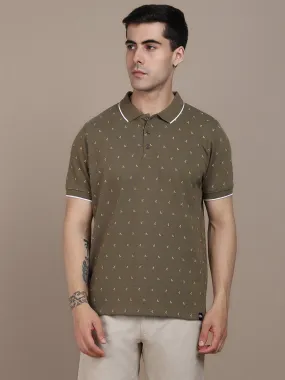 Dennis Lingo Geometric Printed Polo Collar T-shirt