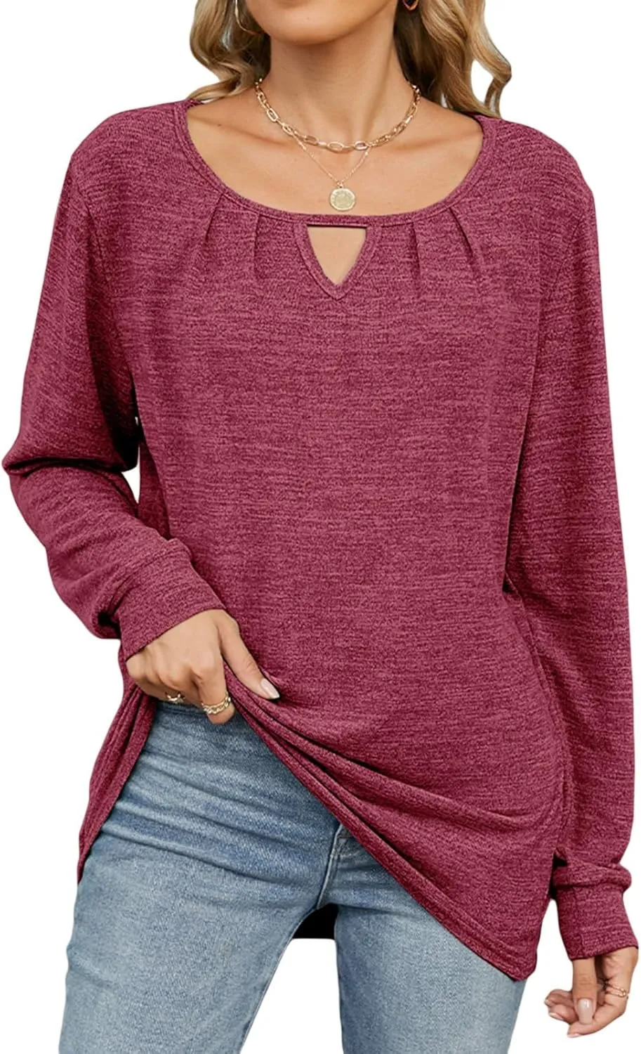 Diamond Detail Sequin Knit Top Beet - Ruby Rd