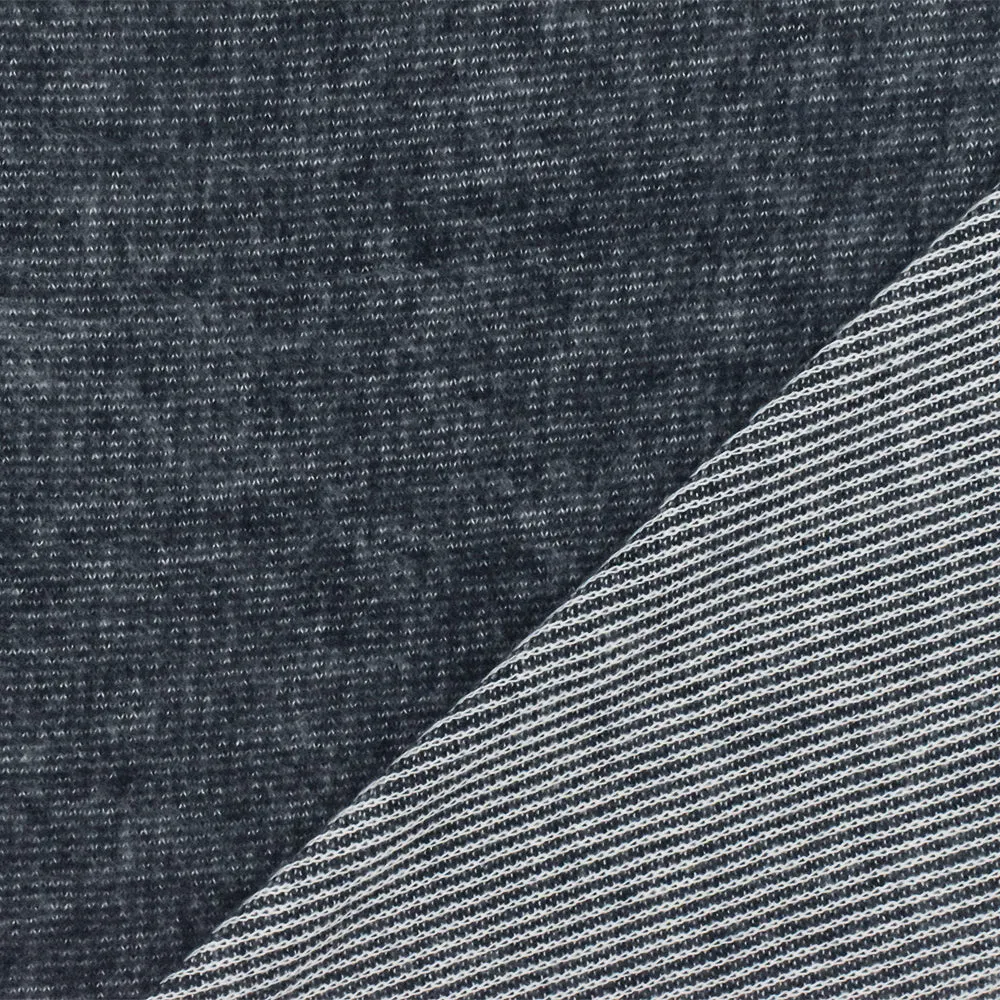 Dust Navy-White Texture Stretch Brushed Rib Knit Fabric