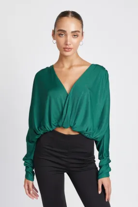 Elegance Unraveled V-Neck Long Sleeve Top - Teal or Black