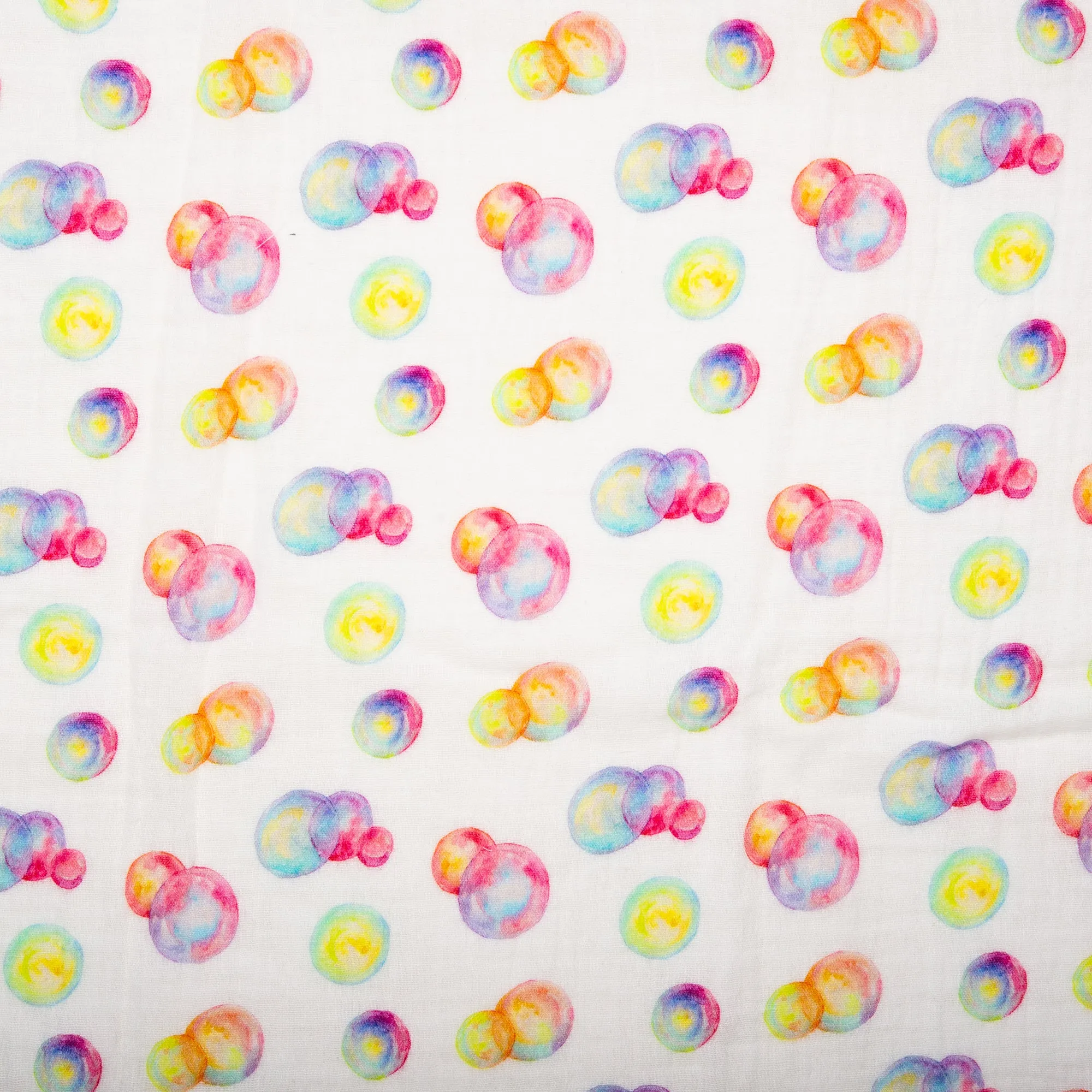 EUROPEAN Digital printed double gauze - Bubbles - Pink / Yellow