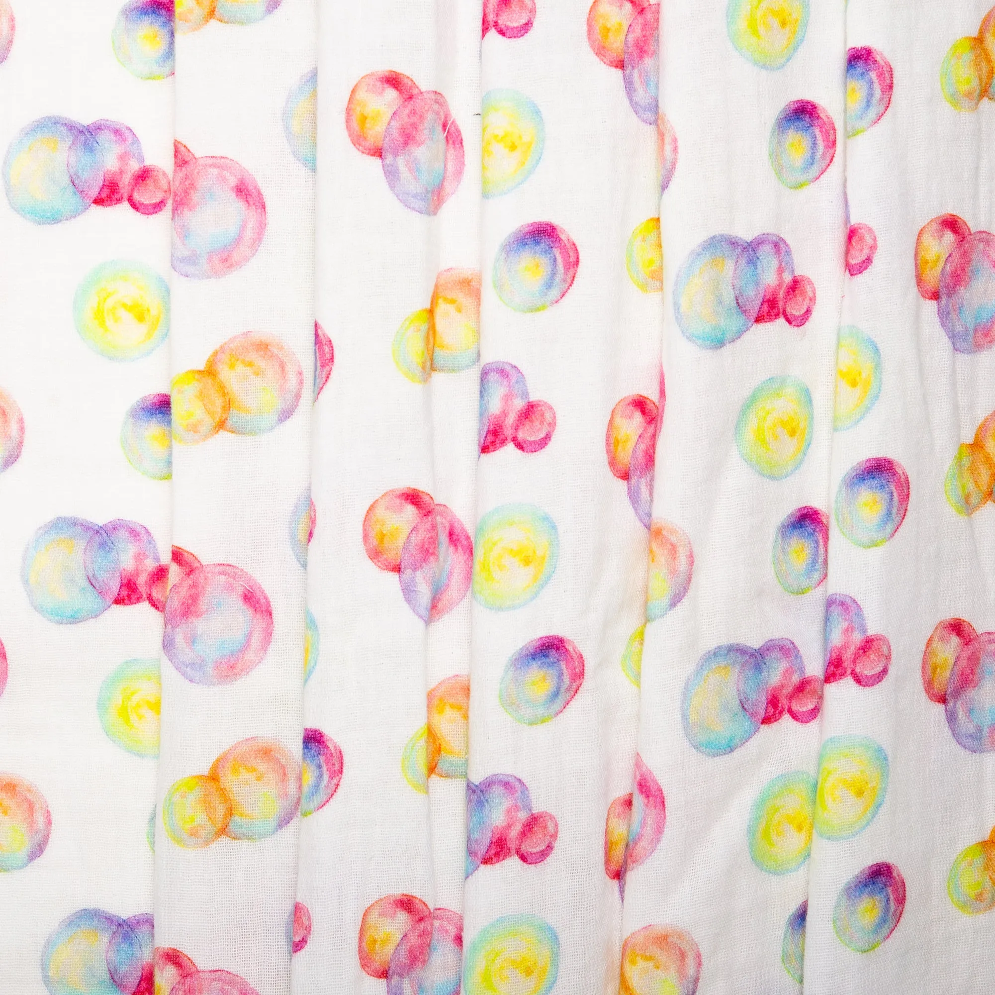 EUROPEAN Digital printed double gauze - Bubbles - Pink / Yellow