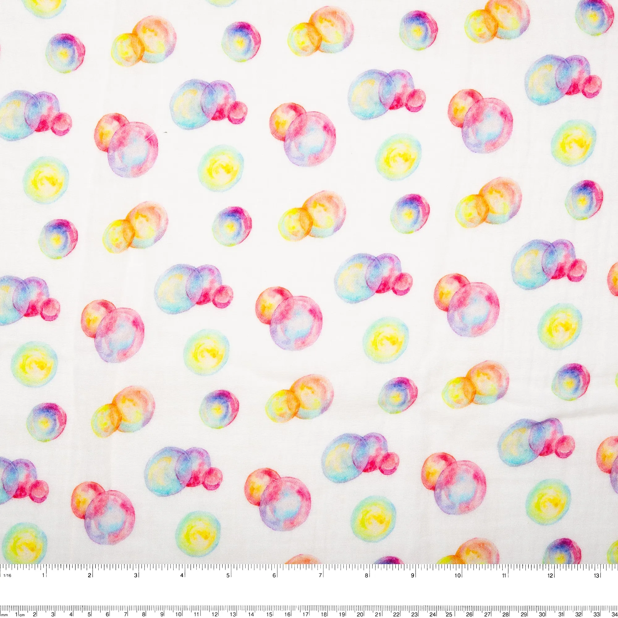 EUROPEAN Digital printed double gauze - Bubbles - Pink / Yellow