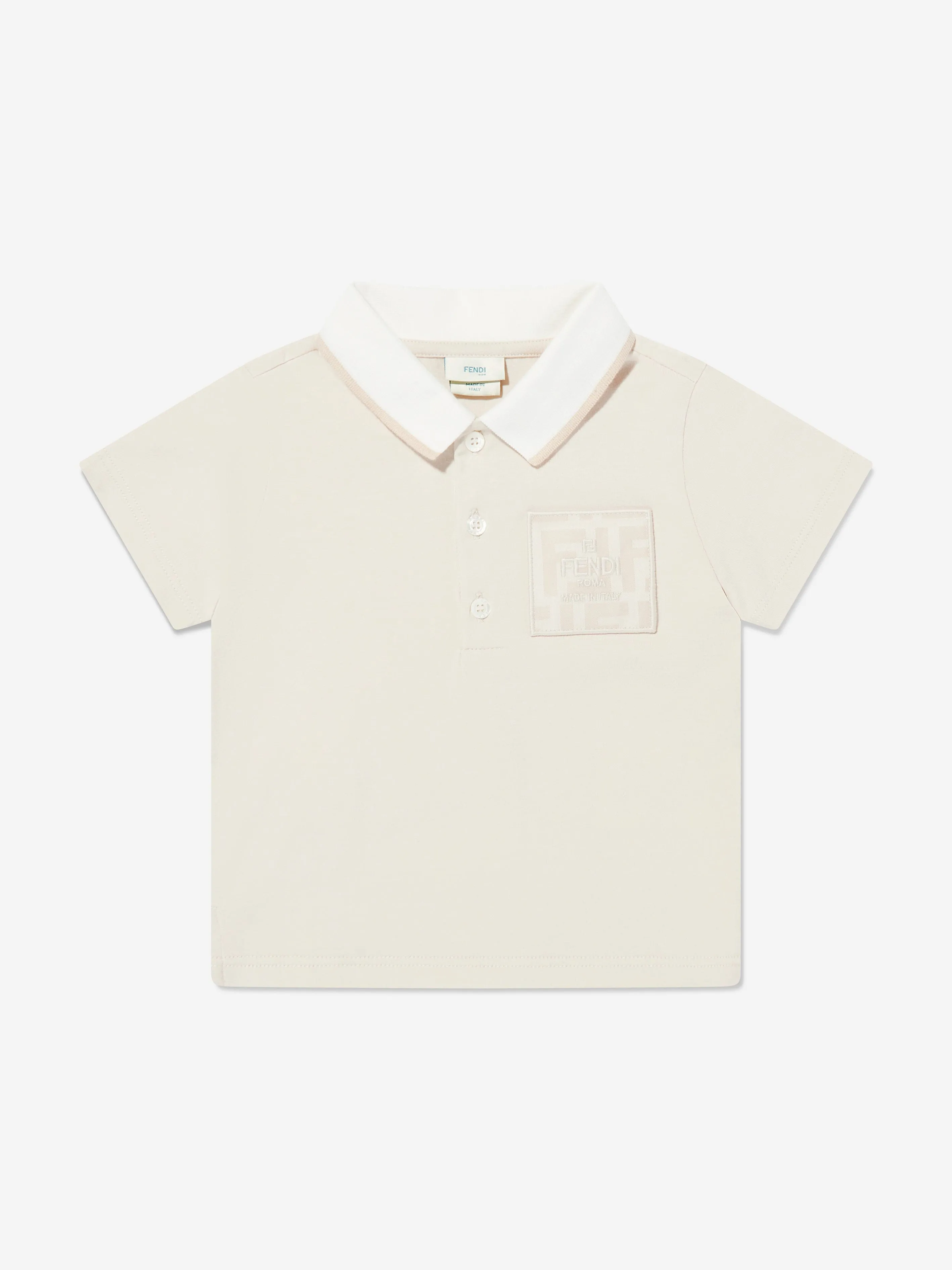 Fendi Baby Boys Jersey Polo Shirt in Beige