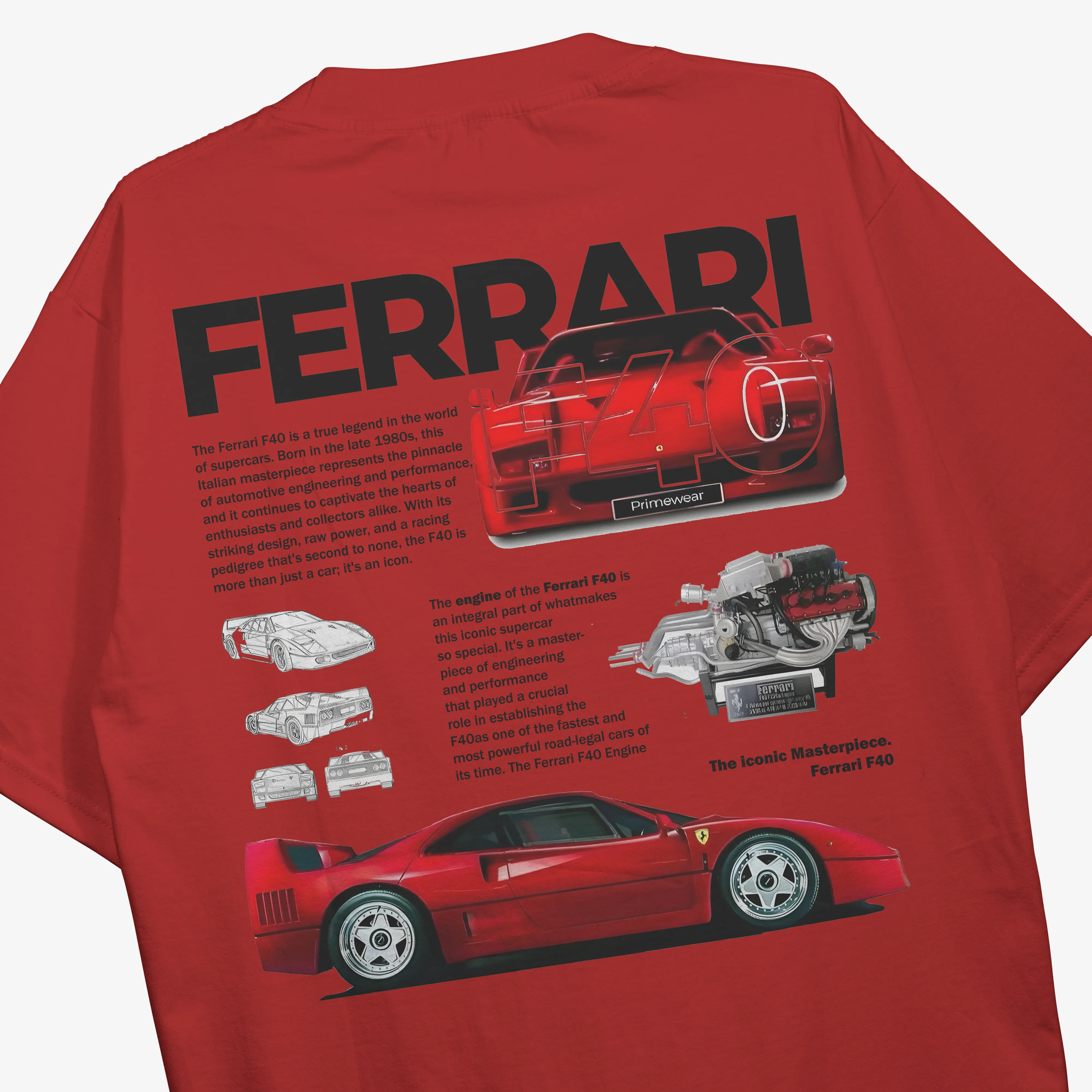 Ferrari F40 Oversized Red Tshirt