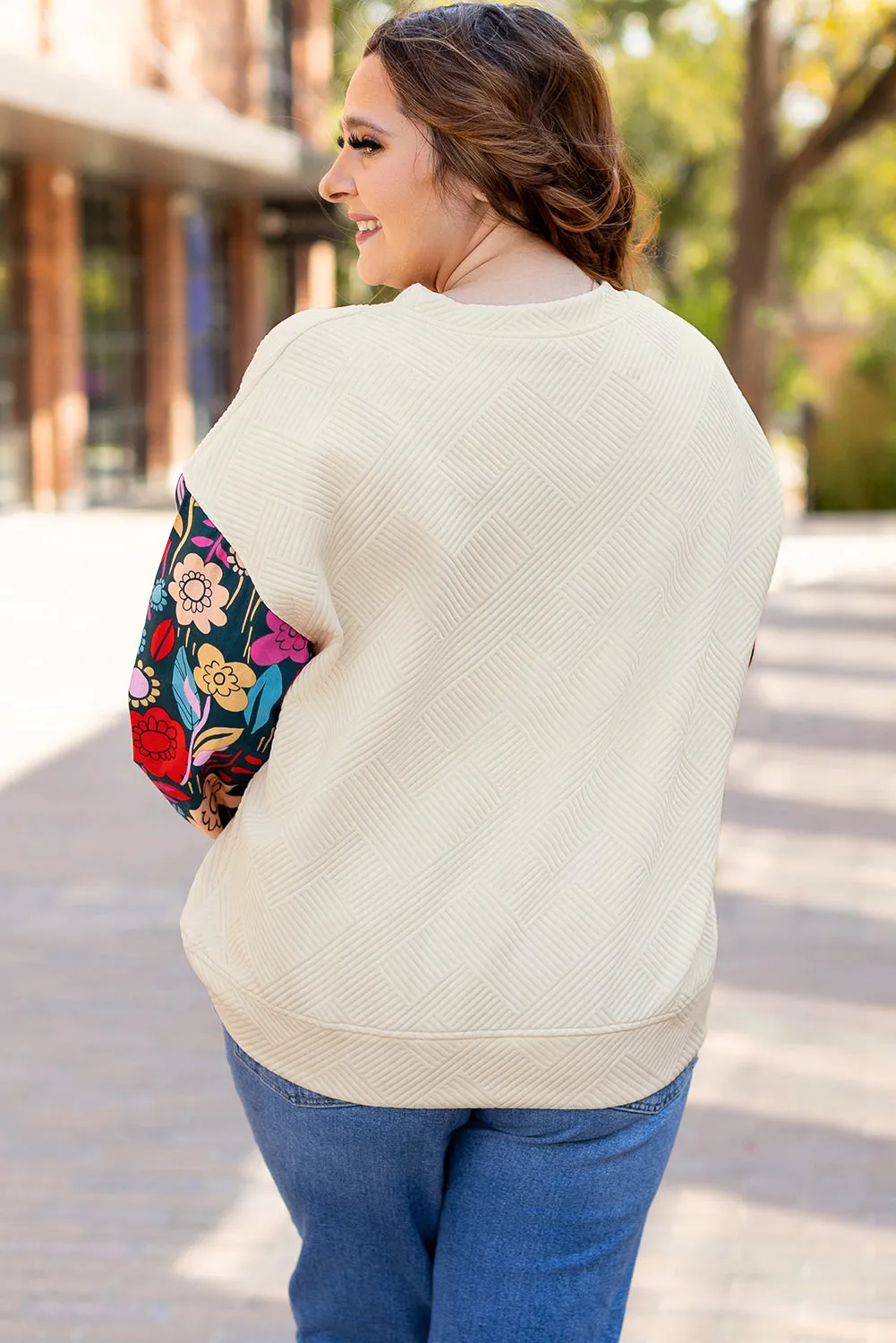 Floral Patchwork Plus Size Pullover Top