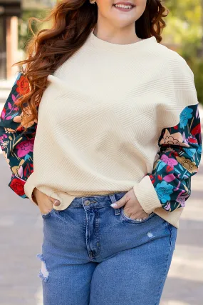 Floral Patchwork Plus Size Pullover Top