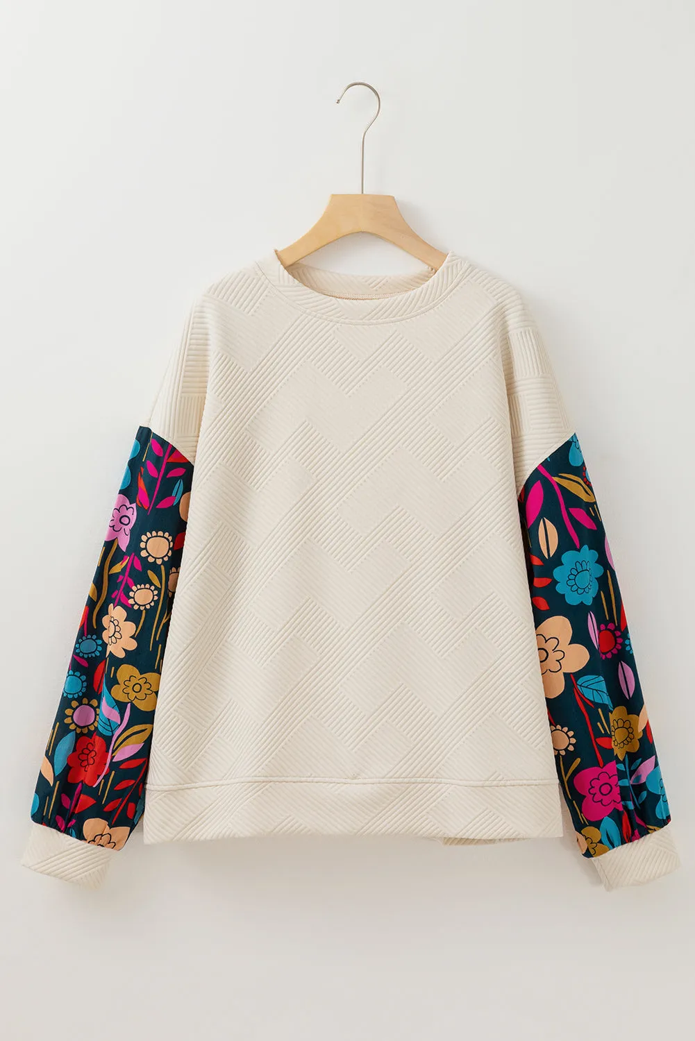 Floral Patchwork Plus Size Pullover Top