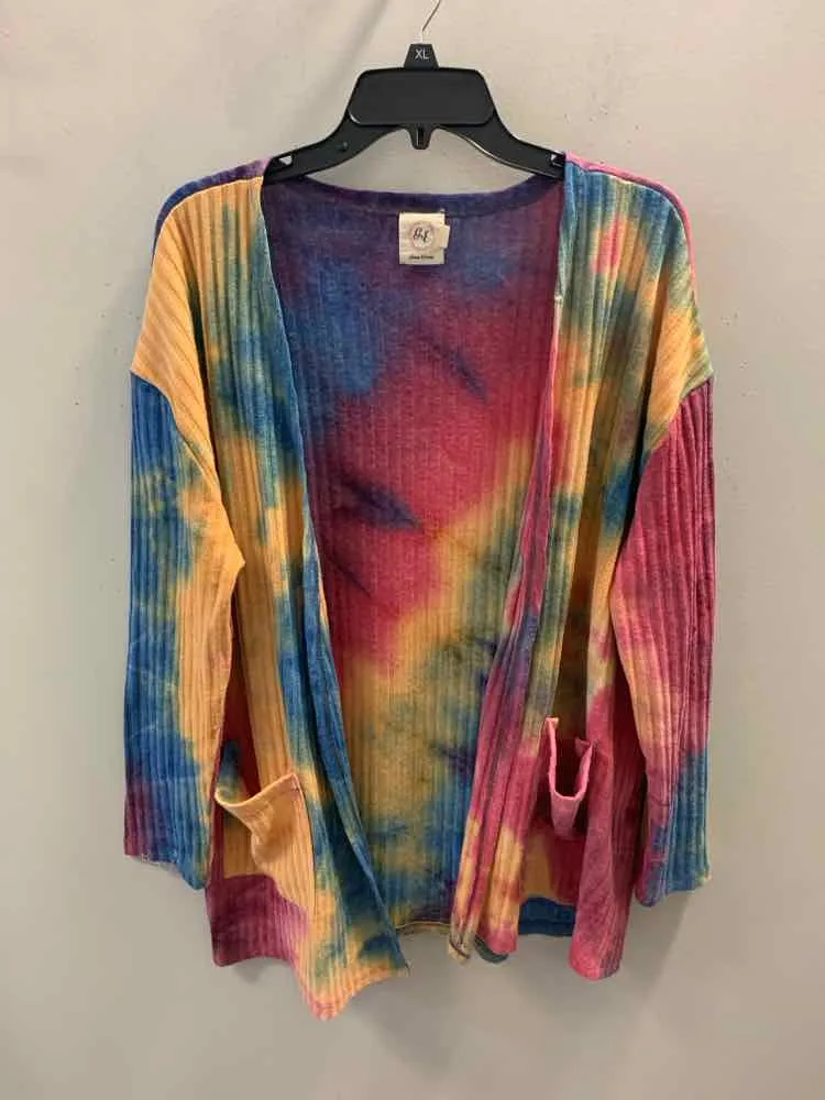 GRACE & EMMA Tops Size XL Multi-Color TIE DYE CARDIGAN Cardigan