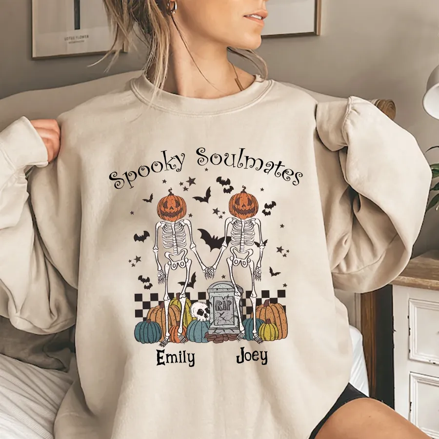 Halloween Couple Matching Shirts, Spooky Soulmates Shirt, Cute Bride and Groom Matching Fall Shirts, Spooky Season Sweatshirt