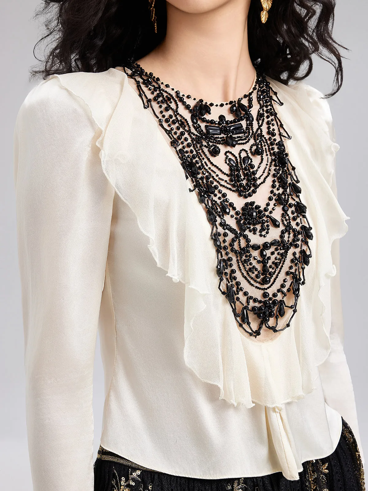 Handcrafted Beaded Silk Shirt