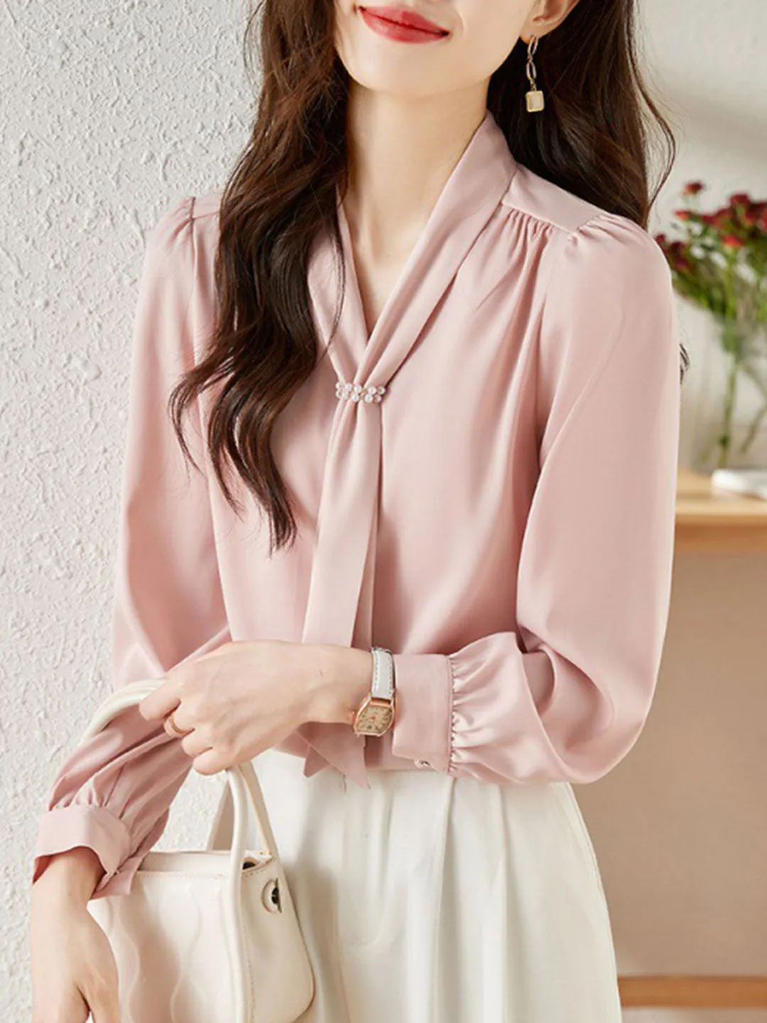 Hedy French Style Gentle Chiffon Pink Blouse