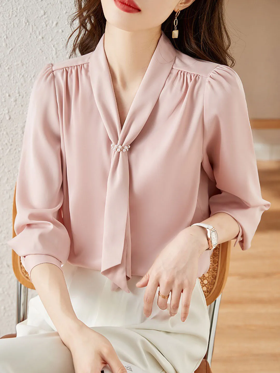 Hedy French Style Gentle Chiffon Pink Blouse