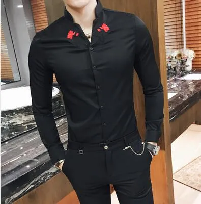 High quality embroidered shirt men