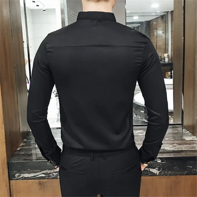 High quality embroidered shirt men