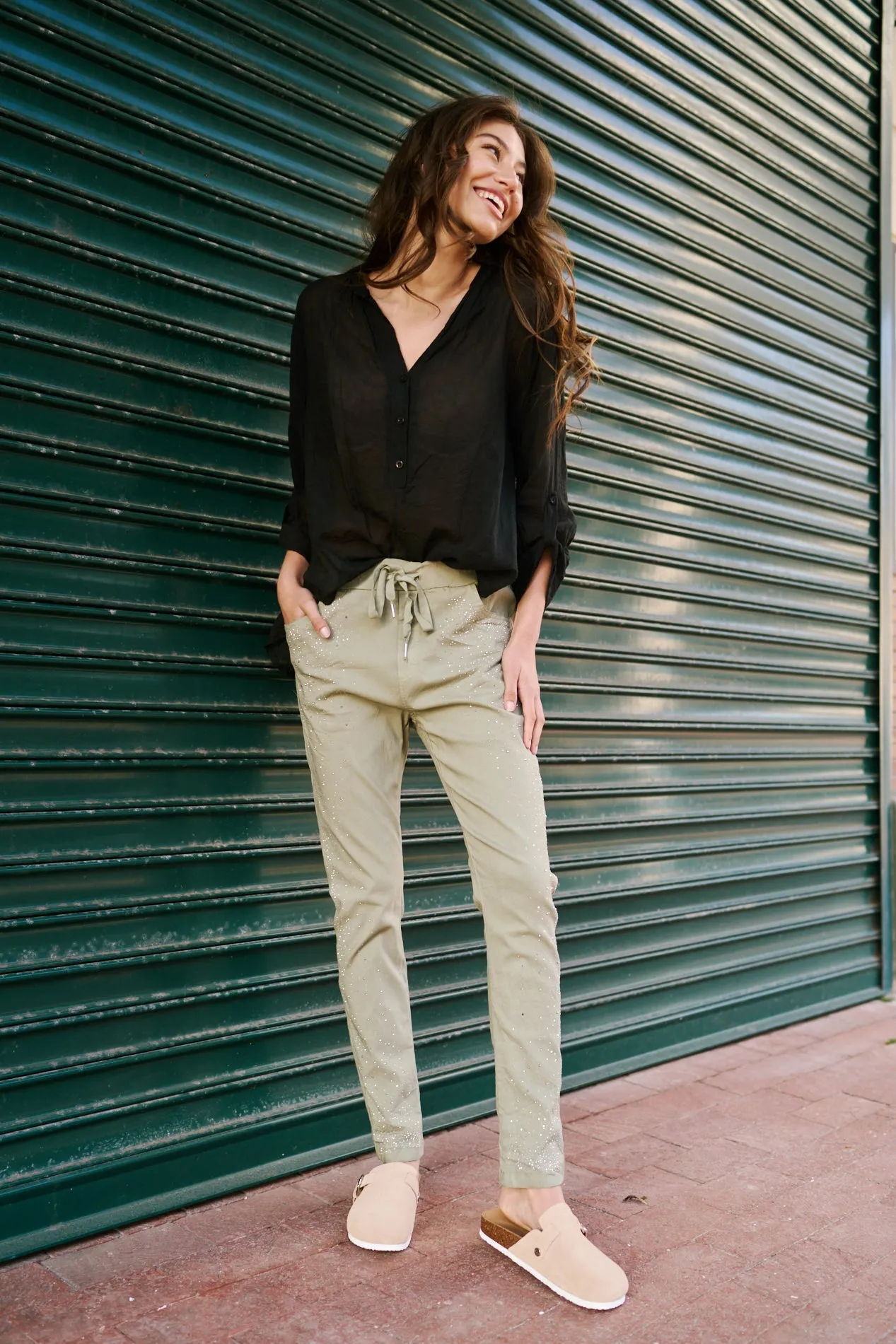 Italian Stonewashed Button up Shirt in Black