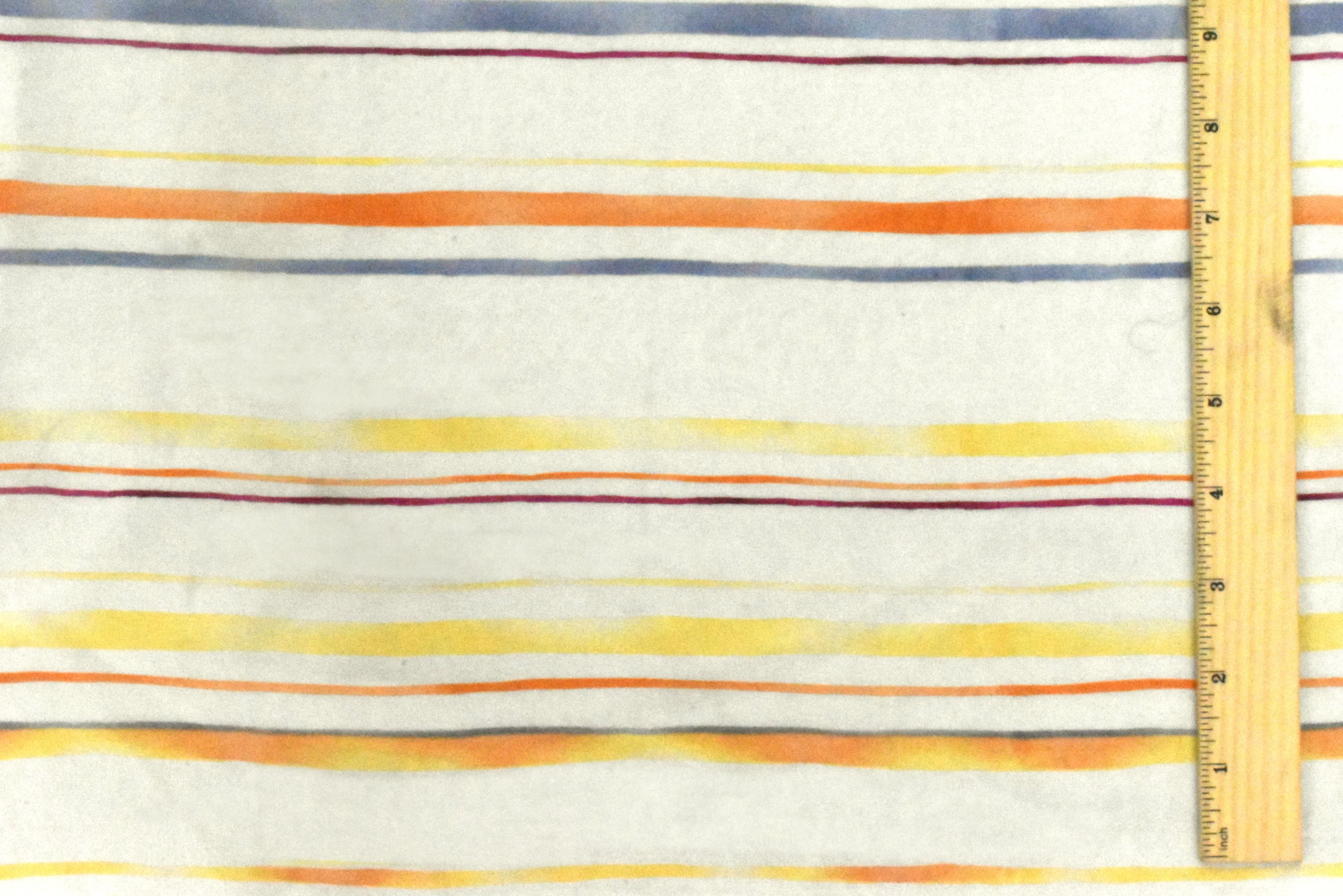 Ivory-Yellow-Multi Stripe Printed Poly Chiffon Woven Fabric