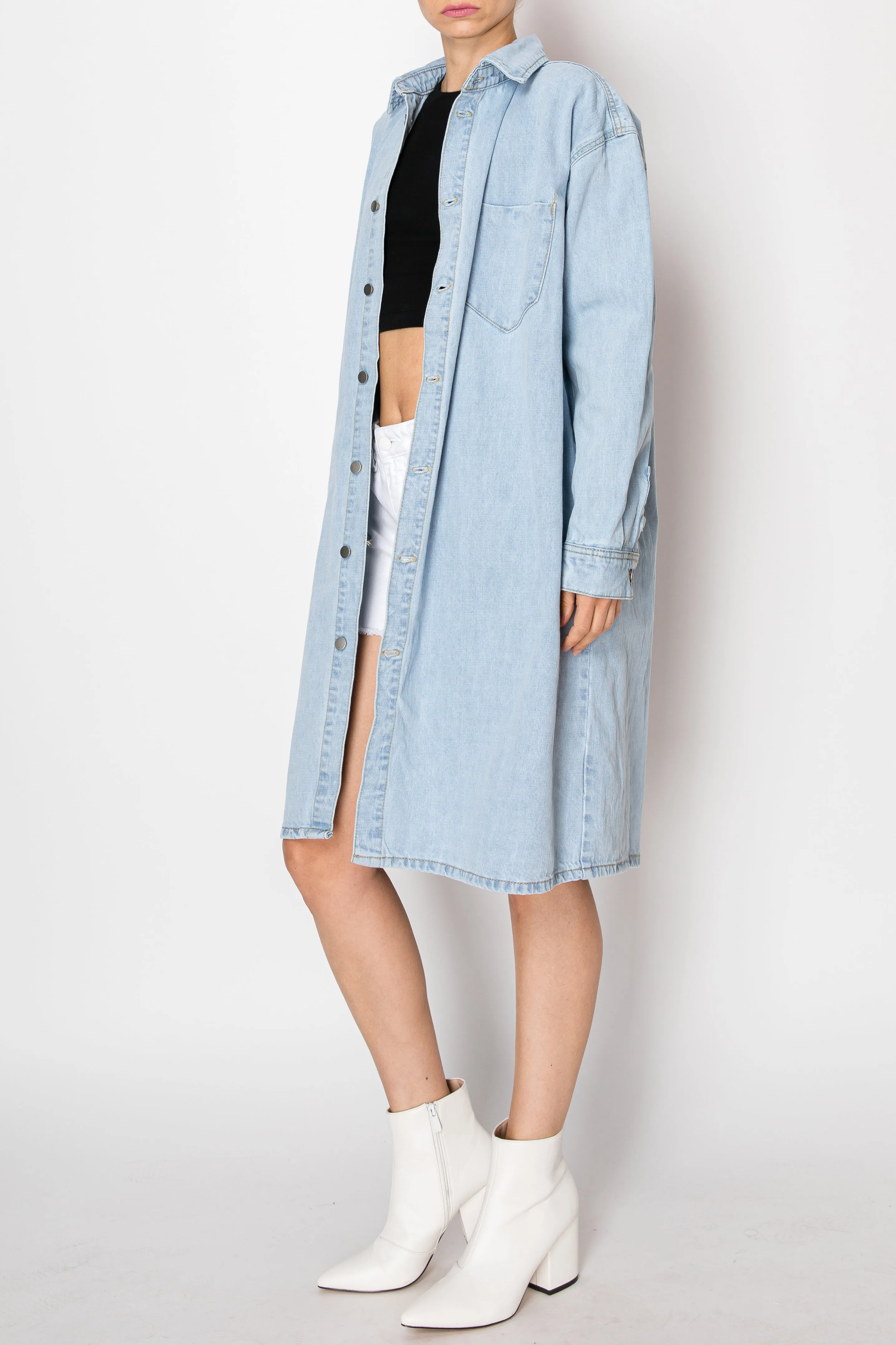 Juliette Back Tie Slit Denim Jacket (Light Wash)