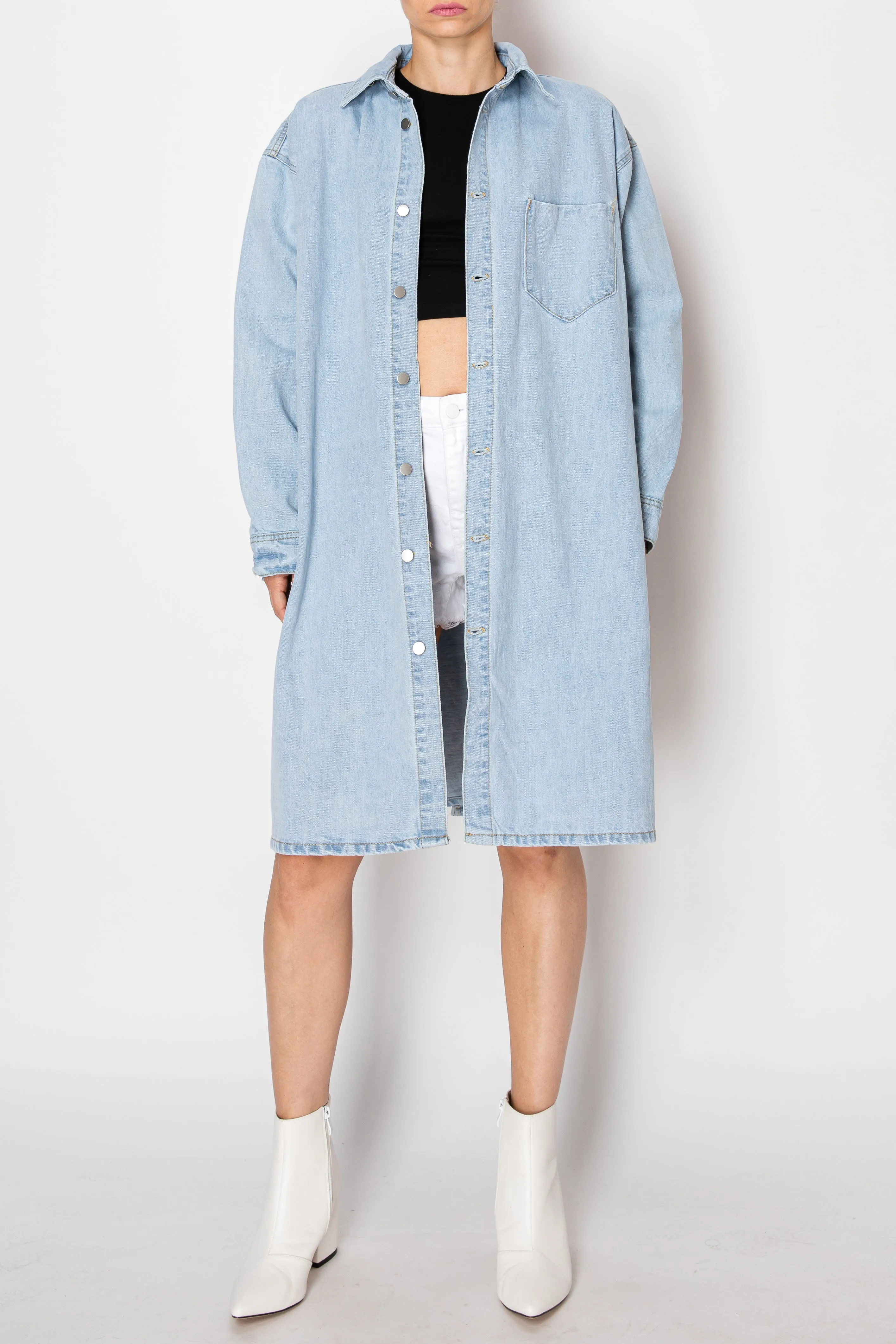 Juliette Back Tie Slit Denim Jacket (Light Wash)